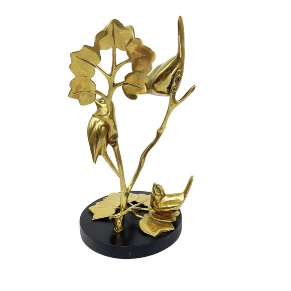 Decorative Crafts Vintage Brass Birds on a Branch - Picture 4 of 8